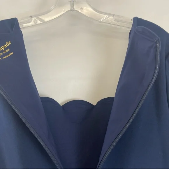 Kate Spade New York Women’s Scallop Neck Long Sleeve‎ Dress Blue Size L - Picture 13 of 13